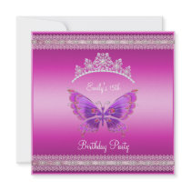 Fjäril för Tiara för Quincenera 15th Fushia rosasi