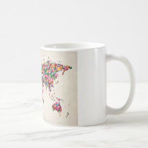 Fjärilskarta av världskartan kaffe koppar