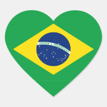Flagga av Brasilien Hjärtklistermärken