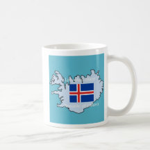 Flagga och karta av islandet kaffe muggar