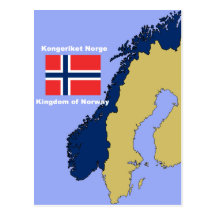 Flagga och karta av norgen vykort