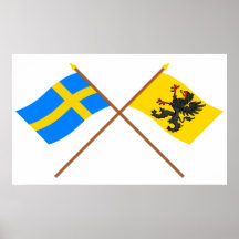 Flaggor för korsad sverige- och Södermanlands län Posters