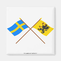 Flaggor för korsad sverige- och Södermanlands län Magnet För Kylskåp
