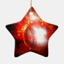 Flammande baseball juldekoration