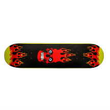 Flammande döskalle skateboard