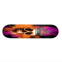 flammande kungskalle skateboard deck