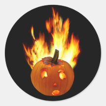 Flammande pumpa klistermärke