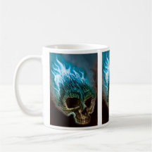 Flammande skalle kaffe koppar