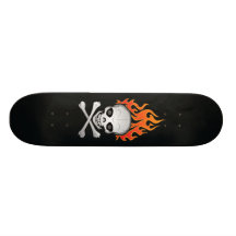 Flammande skalle och CrossbonesSkateboard