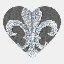 Fleur De Lis Flor New Orleans stenjuvel Hjärtklistermärken