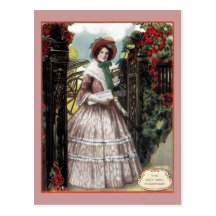 Flicka 1847 i nyckelvintagevykort