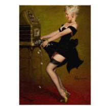 Flicka för pinup för vintageGil Elvgren enarmad ba Inbjudan