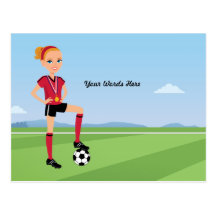 Flicka fotboll illustrerade vykort
