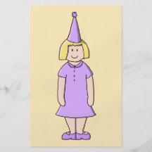Flicka i lila färgfödelsedagsfestOutfit. Flyg Blad