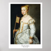 Flicka med flaggaPeter Paul Rubens det olje- portr Affischer