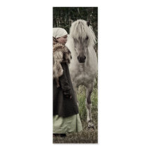 Flicka med hästbokmärken visit kort