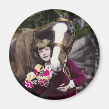 Flicka med hatten kylskåpmagneter