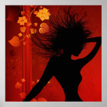 Flicka och blomma print