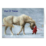 Flicka- och hästjulkort