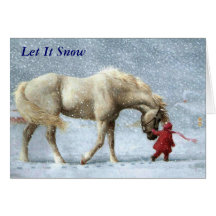 Flicka- och hästjulkort