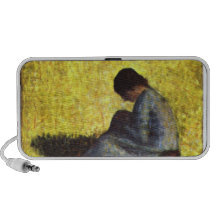 Flicka som placeras på gräsmatta av Georges Seurat Notebook Högtalarsystem