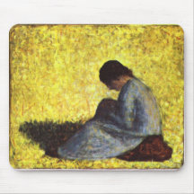 Flicka som placeras på gräsmatta av Georges Seurat Musmattor