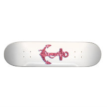 Flickaktigt ankrar roligt, rosaglitter utskrivavet anpassad skate board