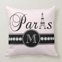Flickaktigt för Paris för rosor svart Monogram mod kuddar