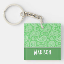Flickaktigt gröna Paisley Keychains