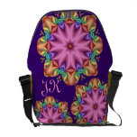 Flickaktigt messenger bag med den fantasiblommor &