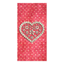 Flickaktigt rosa blom- hjärta på polka dots hälsningskort med foto