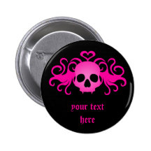 Flickaktigt rosa goth fanged vampyrskallen på svar pins