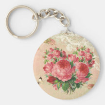 Flickaktigt rosa hjärtaCollage för vintage Nyckelringar