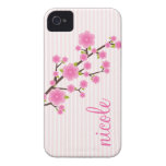 Flickaktigt rosa körsbärsröd blommarpersonlig Case-Mate iPhone 4 skydd