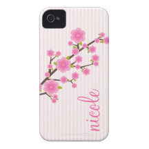 Flickaktigt rosa körsbärsröd blommarpersonlig Case-Mate iPhone 4 skydd