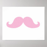 Flickaktigt rosa mustasch affisch
