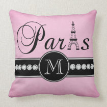 Flickaktigt rosor Monogrammed svart Paris kuddar