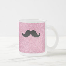 FLICKAKTIGT SVART UTSKRIVAVET MUSTASCHROSAGLITTER KAFFE KOPP