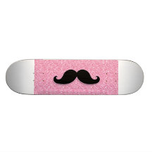 FLICKAKTIGT SVART UTSKRIVAVET MUSTASCHROSAGLITTER ANPASSNINGSBARA SKATEBOARD