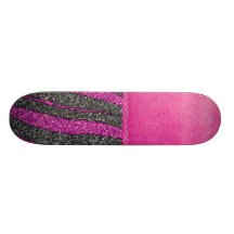 Flickaktigt tryck för glitter för rosaläder zebra  skateboard deck