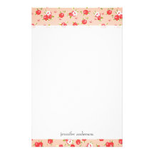Flickaktigt vintagerosa rospersonlig brevpapper design