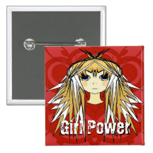 Flickan driver Ultra röd gullig blond Anime driver Pins
