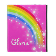 Flickor namngav regnbågen det ljusa rosa ipadfolio