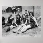 Flickor på stranden, tidiga 1900s affisch