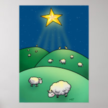 Flock av får under julstjärnan posters
