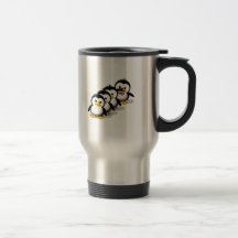 Flock av pingvin kaffe koppar