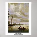 Floden landskap vid Salomon Skåpbil Ruysdael Print