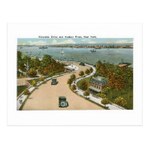 Flodstranddrev, Hudson River, NY Vykort