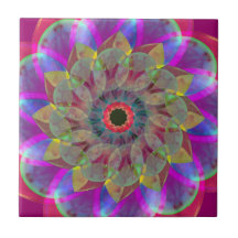 Floramoeba rosa Mandala Kakelplatta Av Kerami