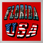Florida bildtext och USA flaggatextaffisch